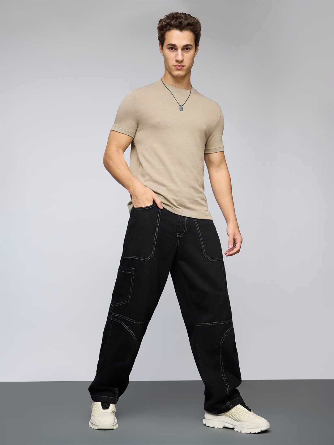 

FREAKINS Men Straight Fit High-Rise Jeans, Black