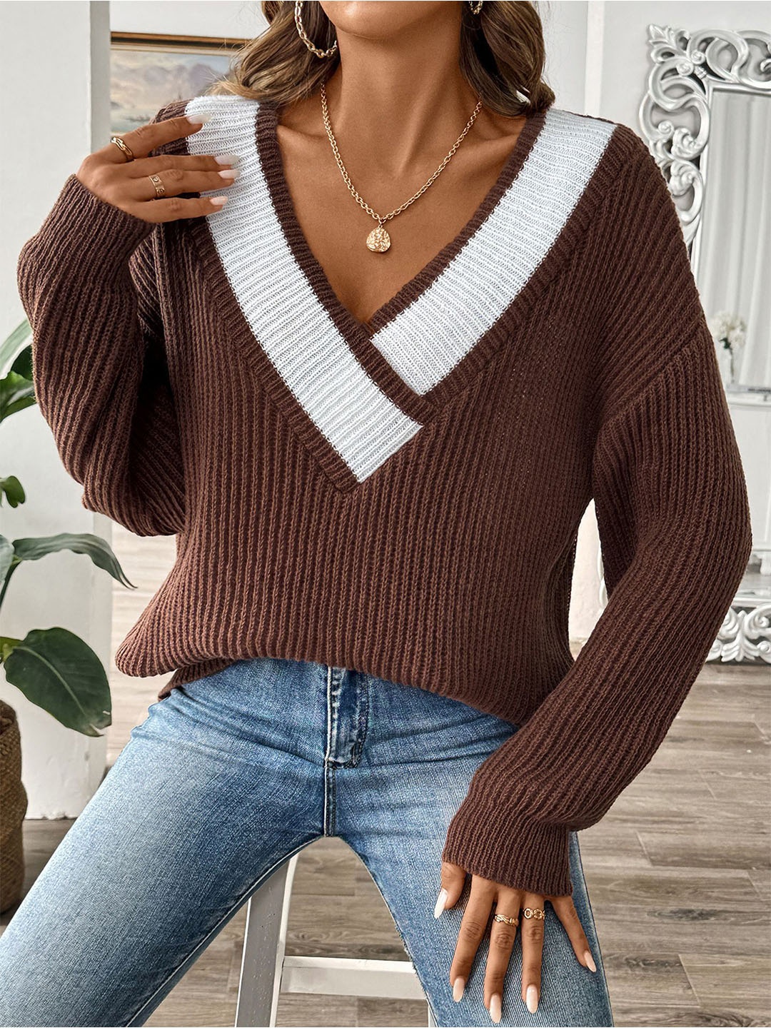 

StyleCast x Revolte Women Pullover Sweater, Brown