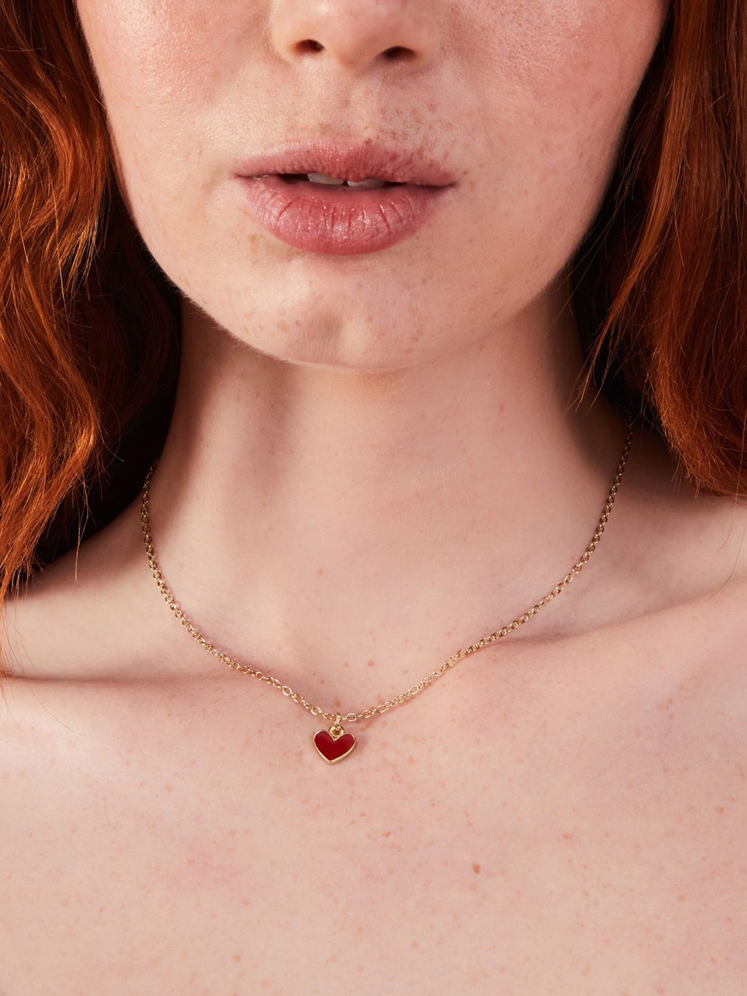 

Accessorize London Enamel Heart Shaped Pendant With Chain, Gold