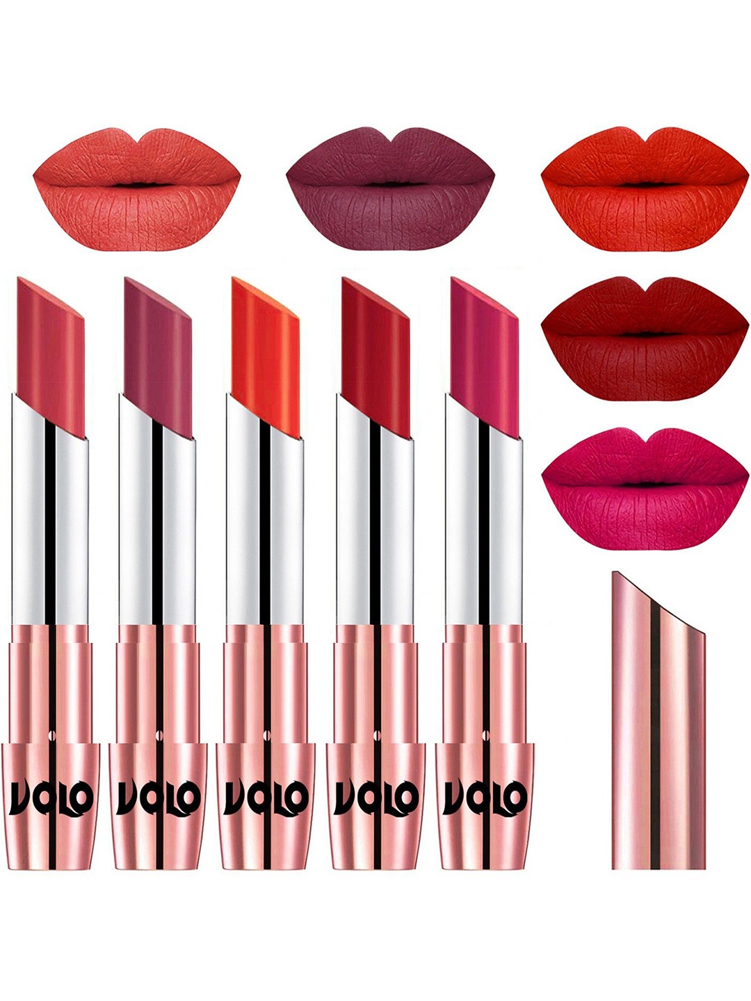 

VOLO Set Of 5 Creme Matte Lipstick - 3.5 g Each - 33-38-39-40-44, Multi