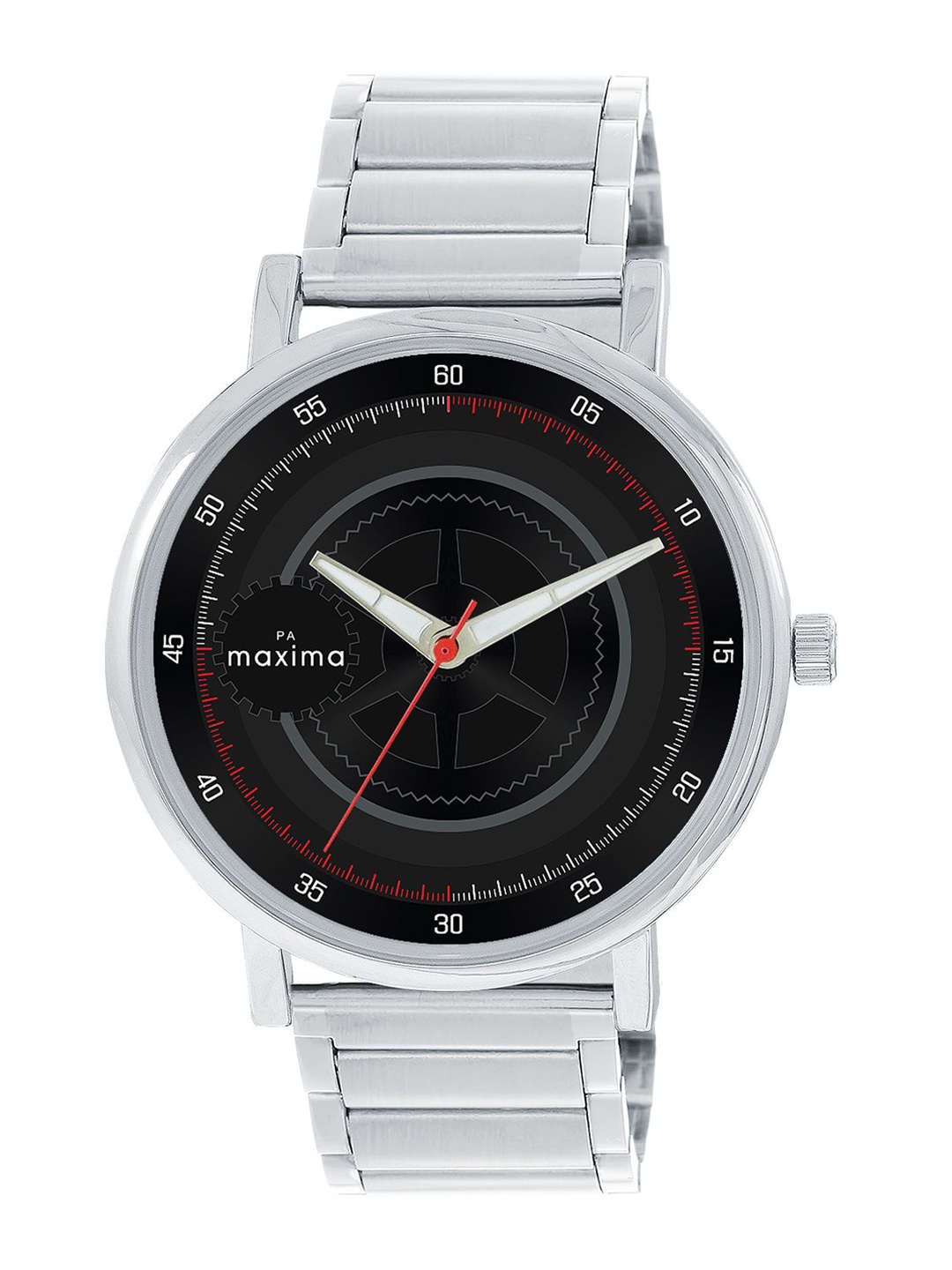 

maxima Men Skeleton Dial & Stainless Steel Straps Analogue Watch O-68594CMGI, Black