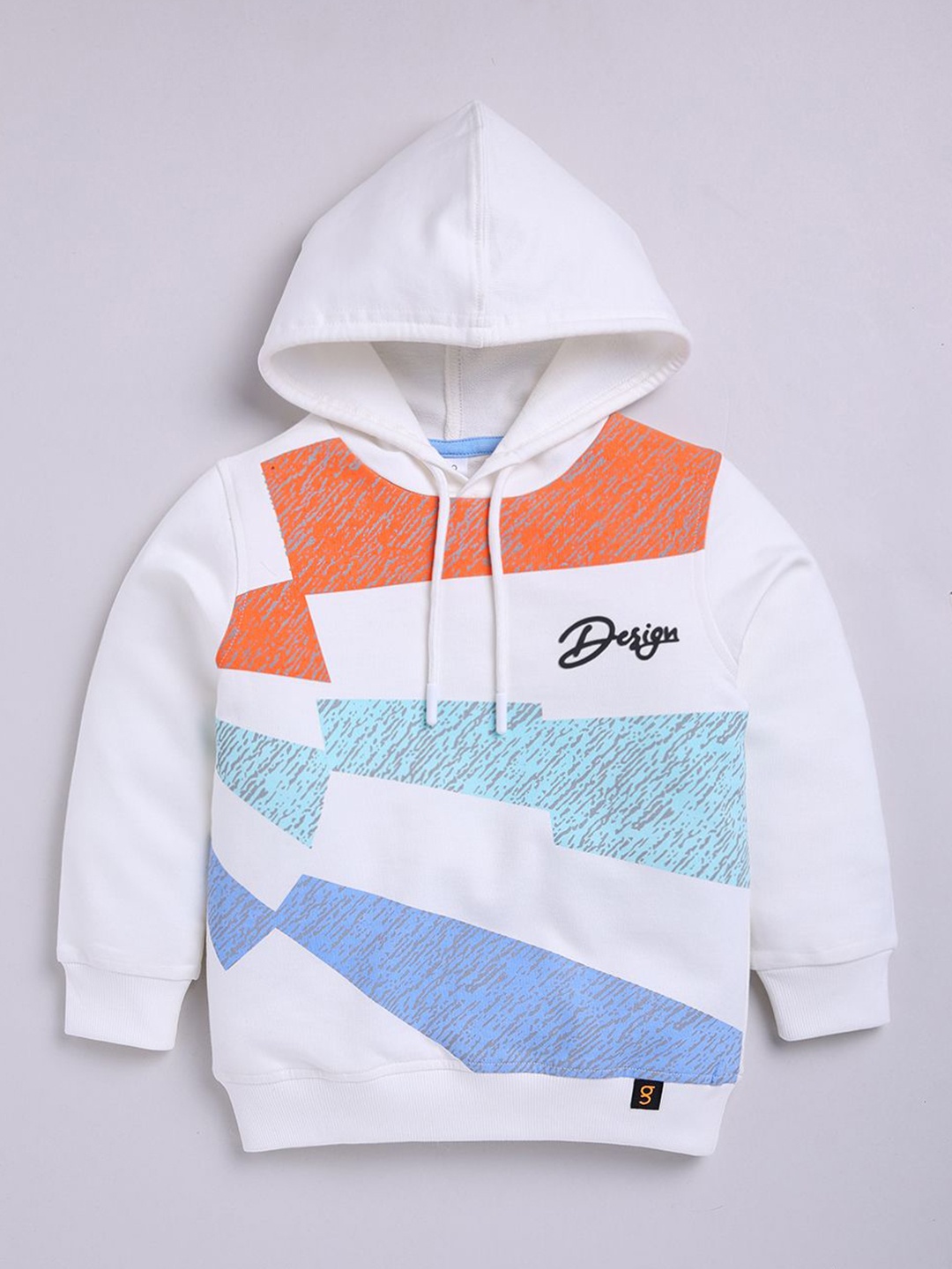 

Ginie Boys Abstract Printed Hooded Sweatshirt, White