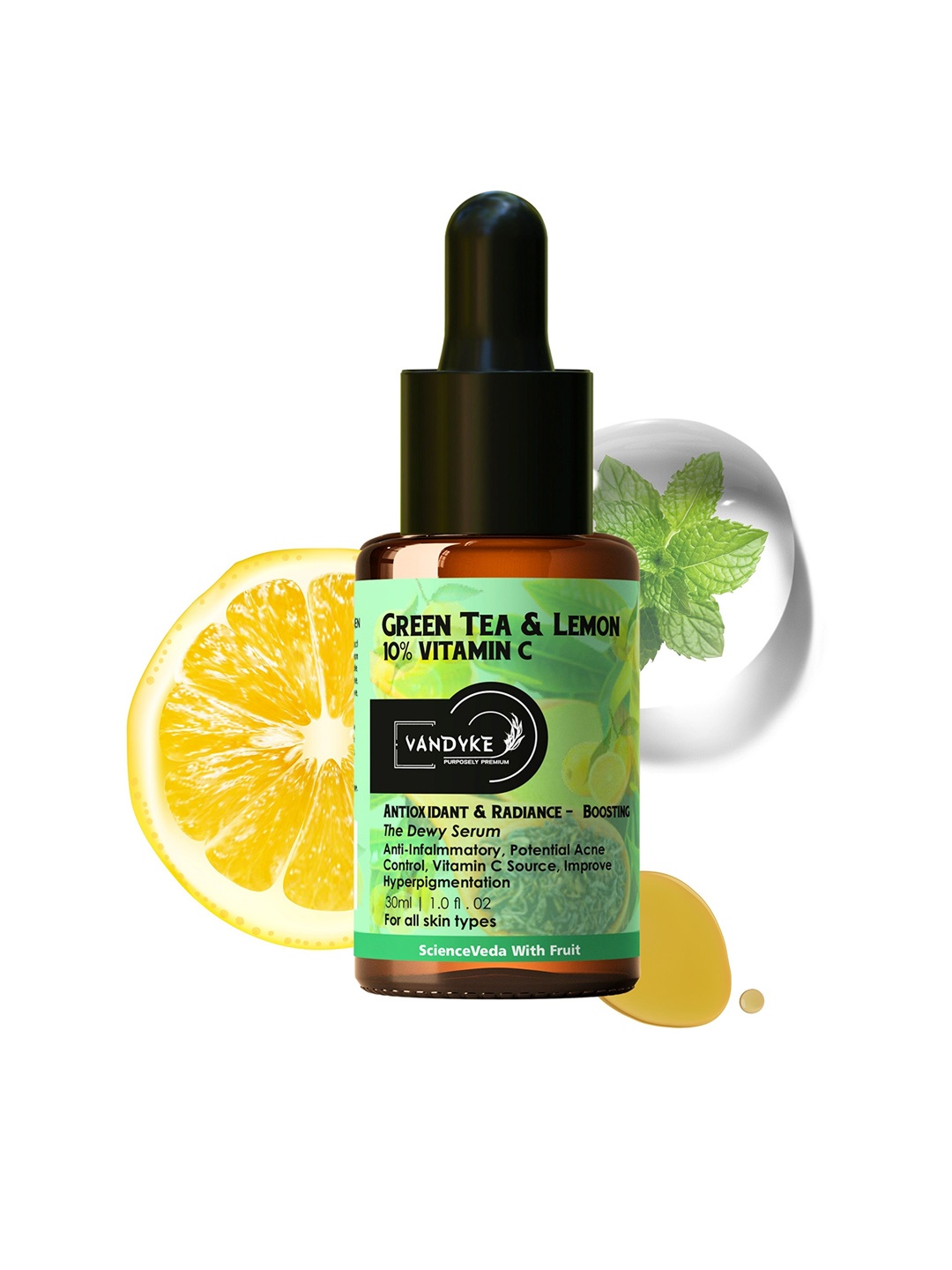 

VANDYKE Green Tea & Lemon With 10% Vitamin C Face Serum 30 ml, White