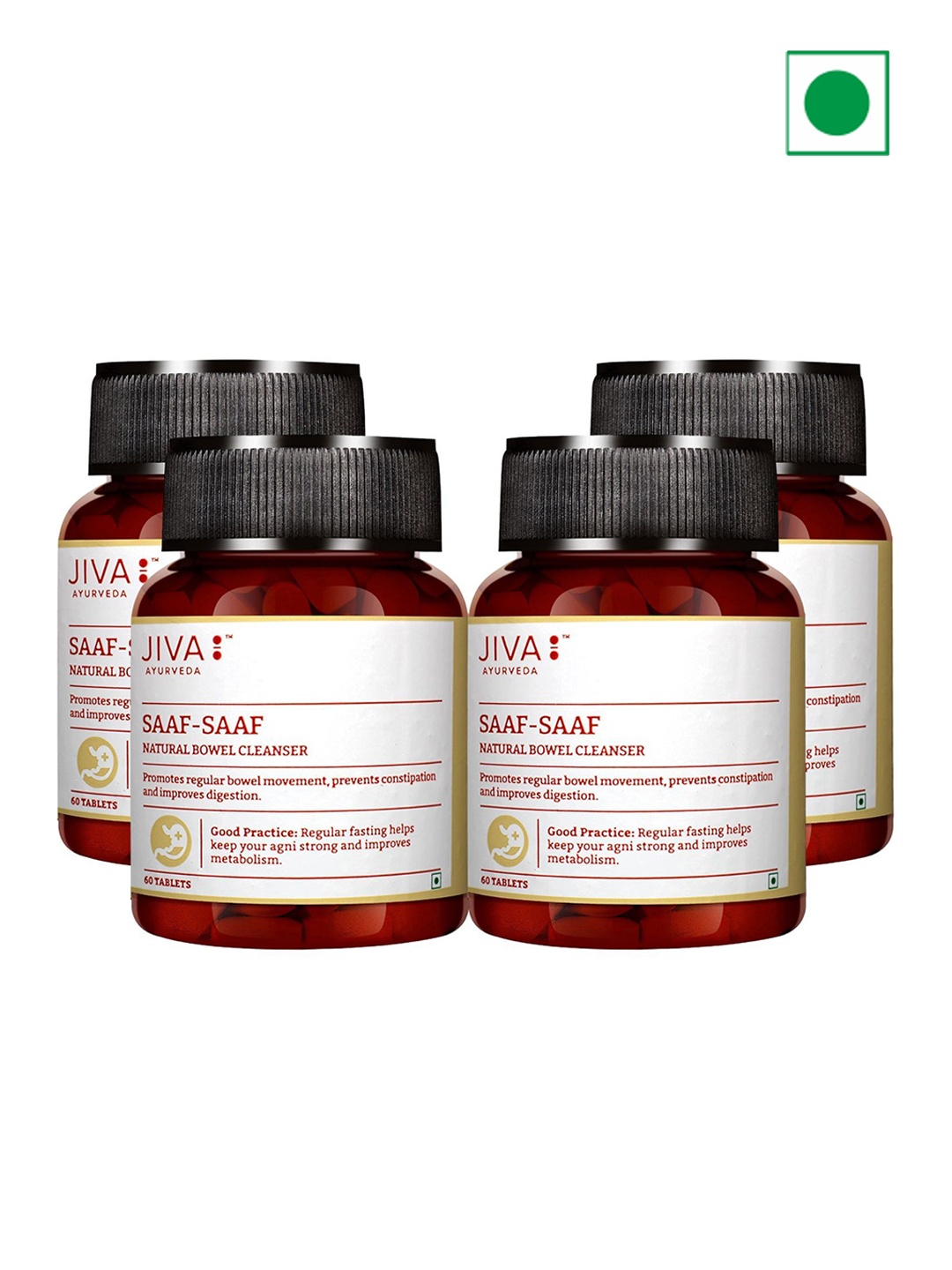 

Jiva Set Of 4 Saaf Saaf Tablets 500mg Improves Digestion-60 Tablets Each, White