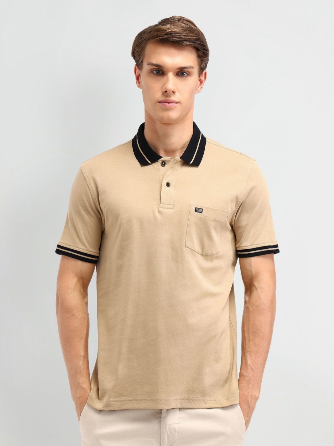 

Arrow Sport Men Solid Polo Collar Cotton T-shirt, Beige