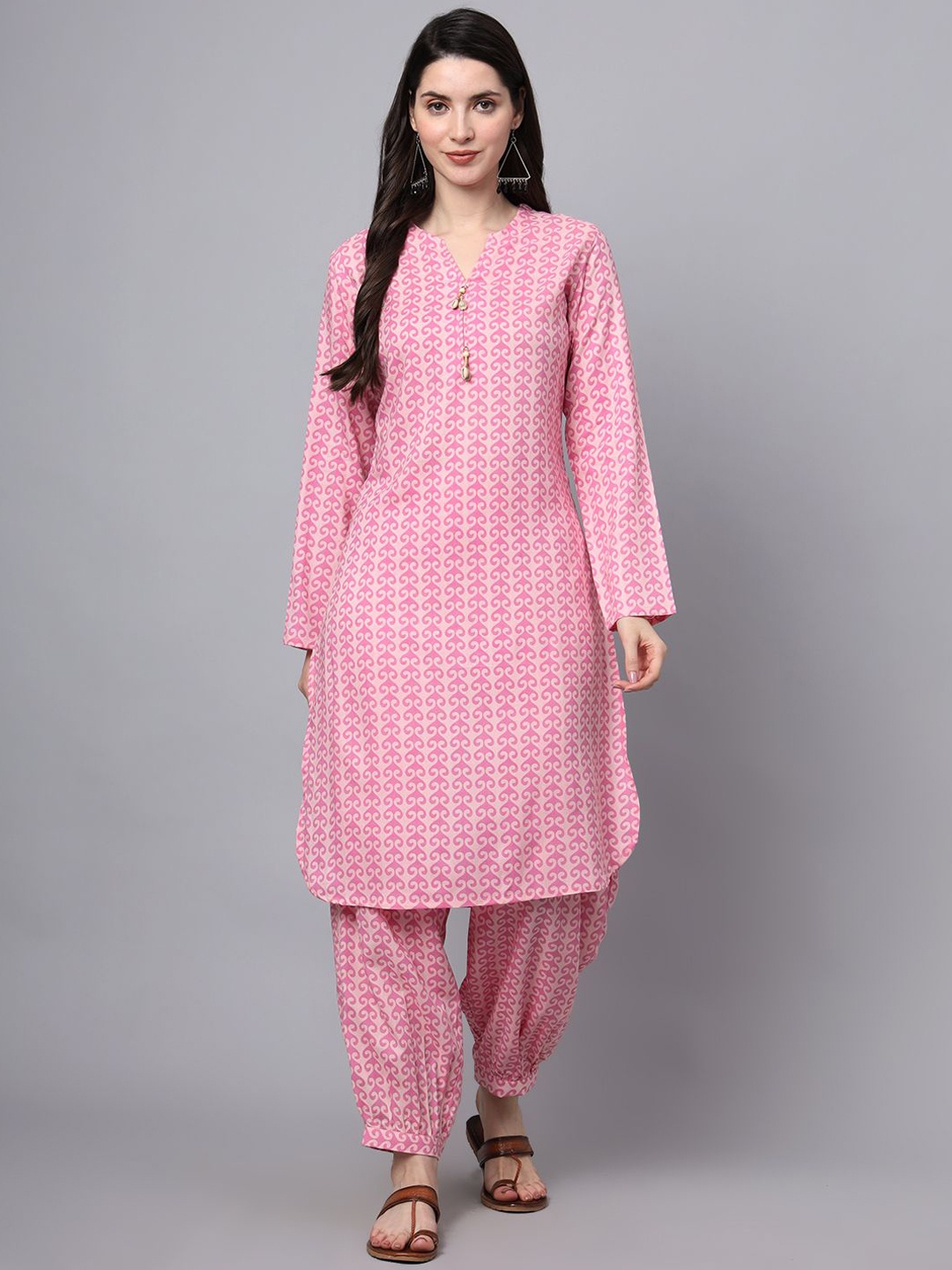 

Chandbaali Floral Printed Tunic With Trouser, Pink