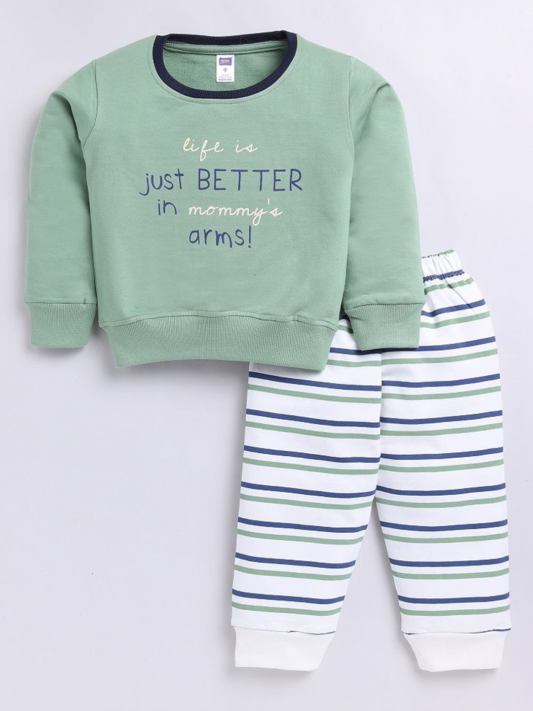 

Nottie Planet Boys Printed Round Neck Sweatshirt With Joggers, Green