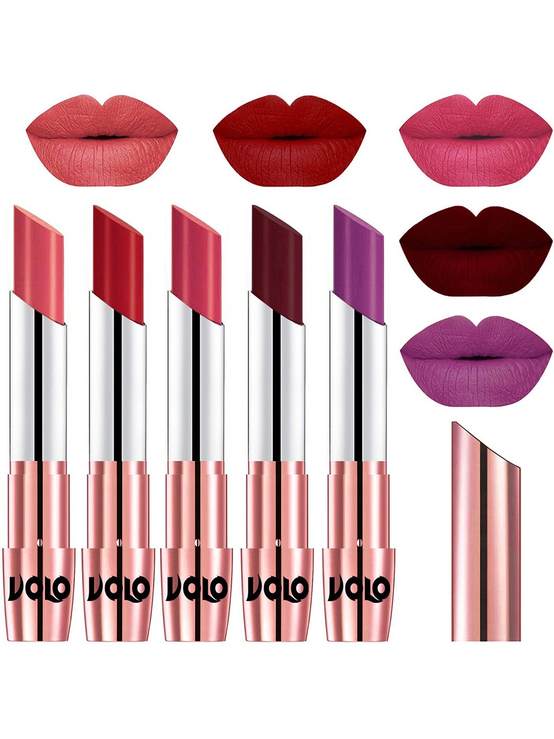 

VOLO Set Of 5 Creme Matte Lipstick - 3.5g Each - 37-40-41-42-48, Multi