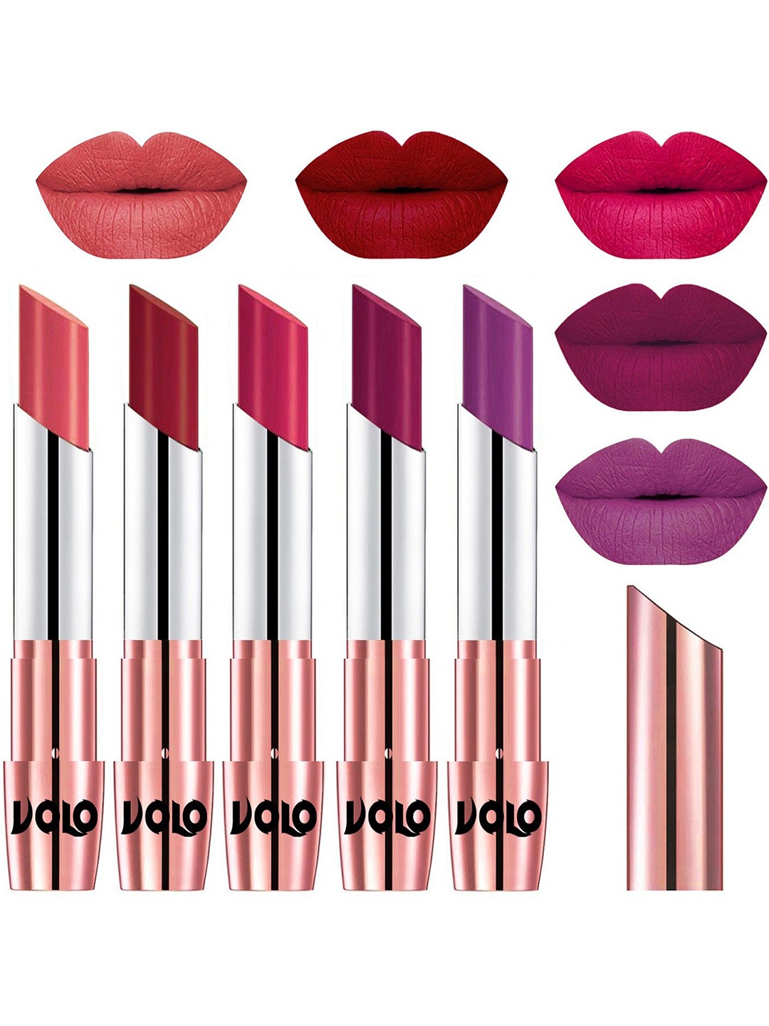 

VOLO Set Of 5 Creme Matte Lipstick - 3.5 g Each - 37-43-44-45-48, Multi