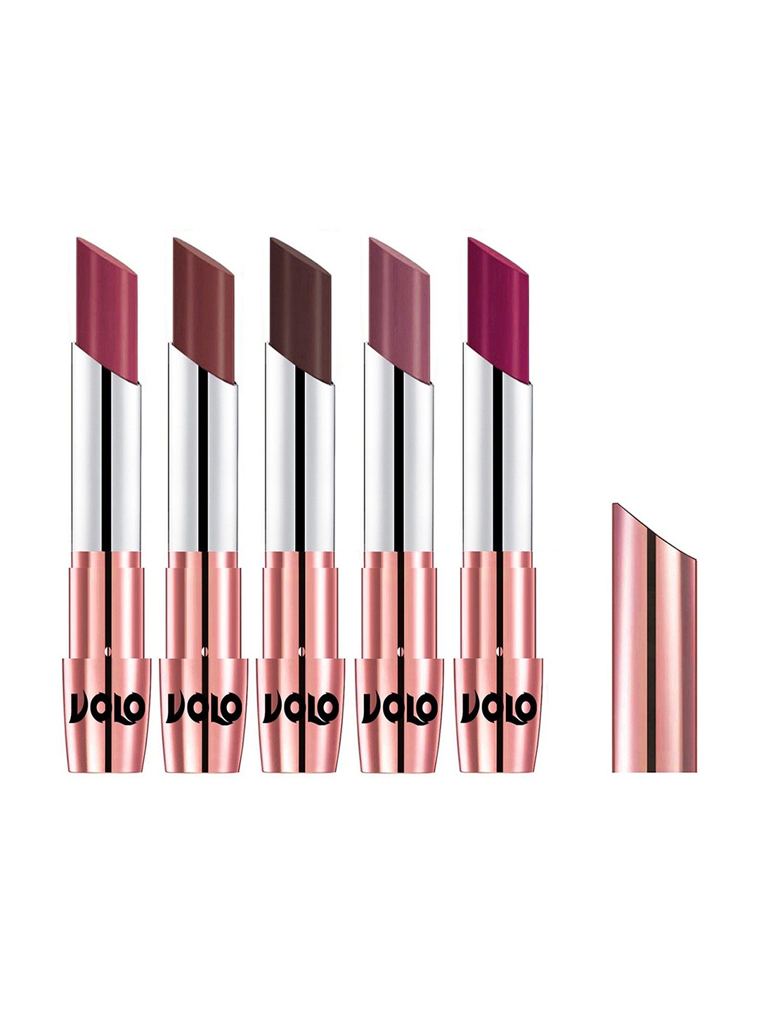 

VOLO Set Of 5 Creme Matte Lipstick - 3.5 g Each -Cherry-Coffee-Chocolate-Plum-Passion Pink, Multi