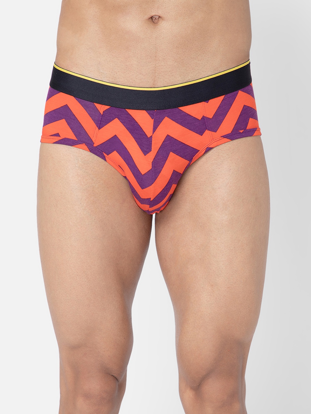 

bummer Men Printed Micro Modal Chevron Mid Rise Basic Brief, Red