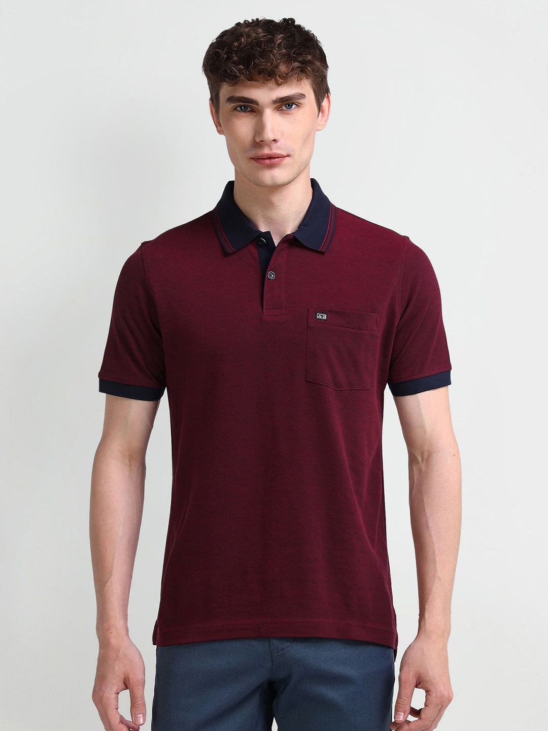 

Arrow Sport Men Solid Polo Collar Cotton T-shirt, Maroon