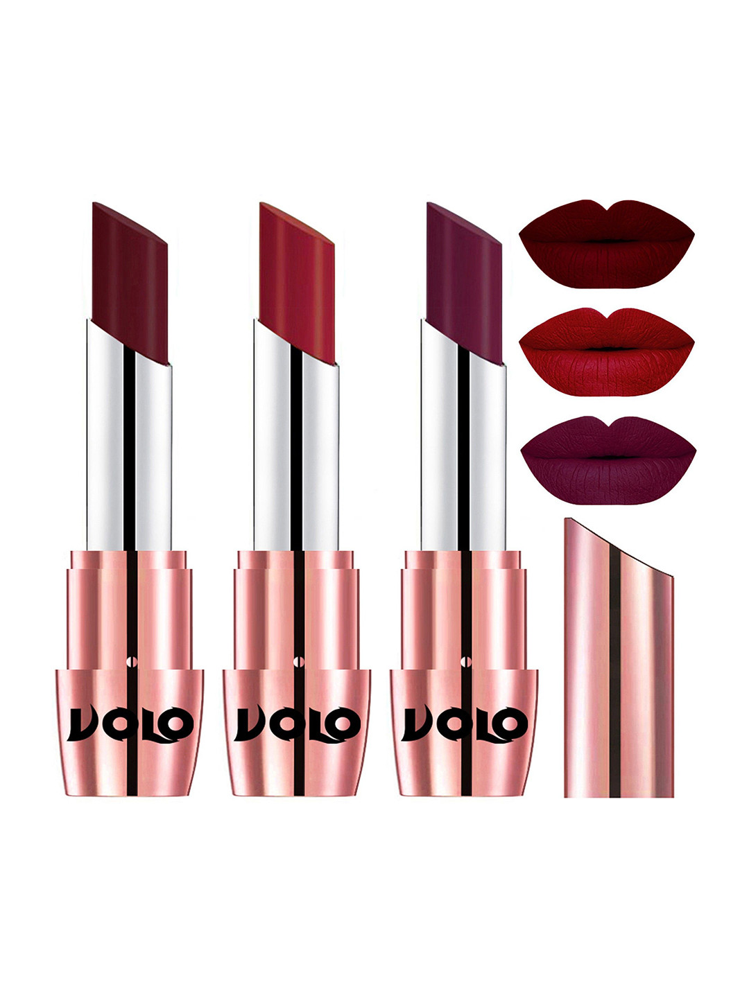 

VOLO Set Of 3 Creme Matte Lipstick 3.5g Each - Maroon 642-Red 643-Wine 647