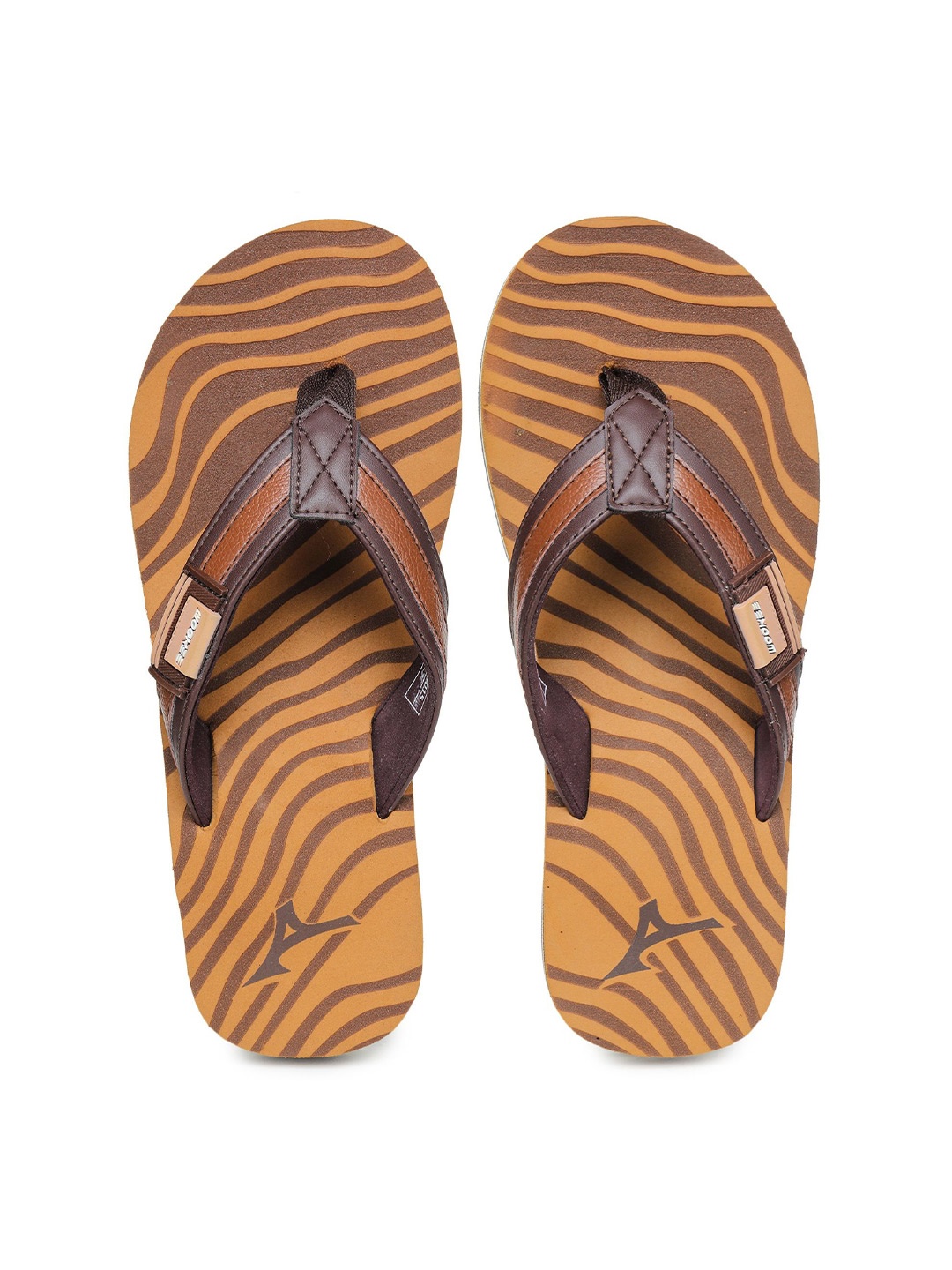 

ABROS Men Printed Casual Thong Flip-Flops, Tan