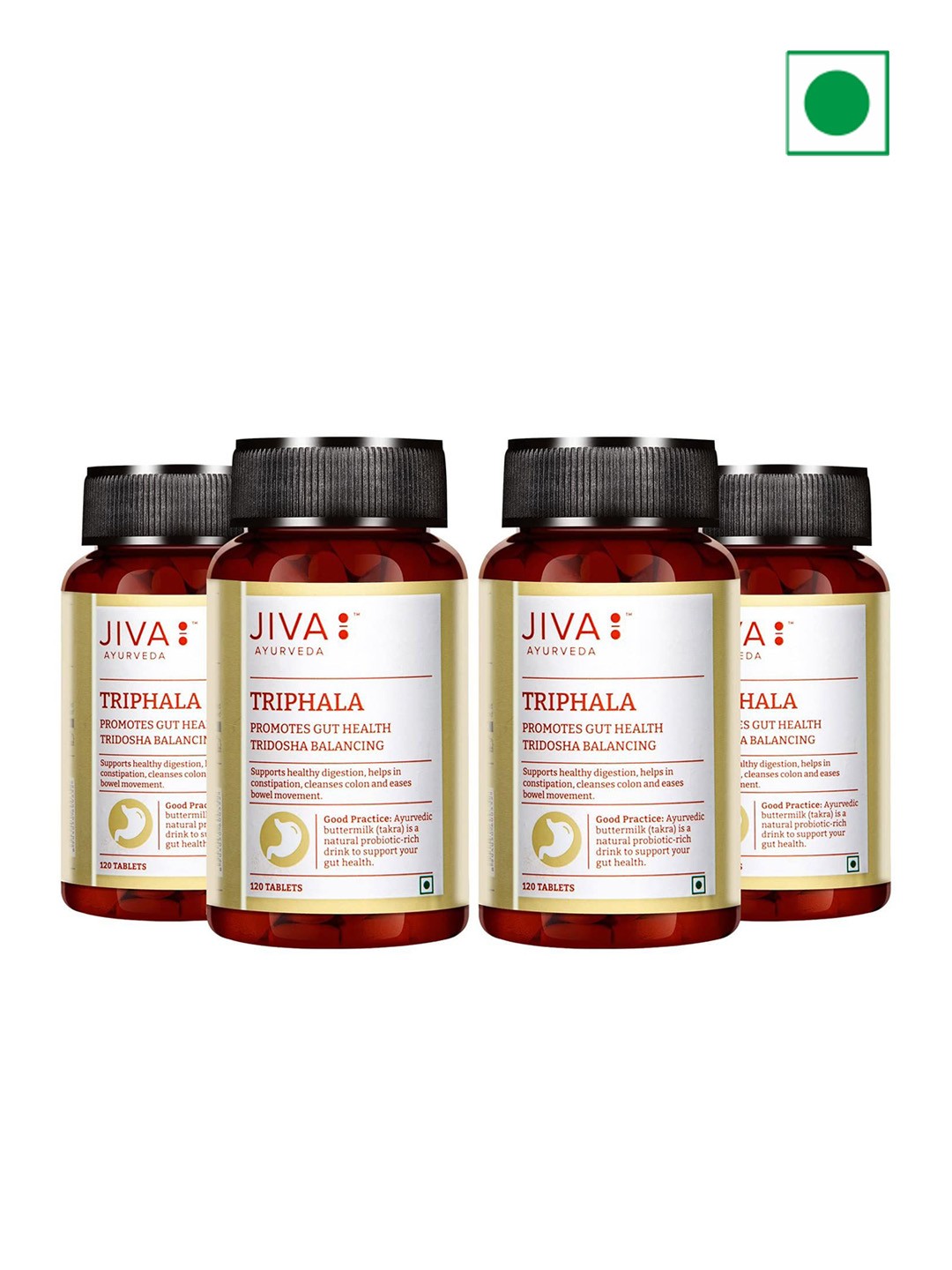 

Jiva Set Of 4 Triphala Tablet For Digestion 120 Tablets Each, White