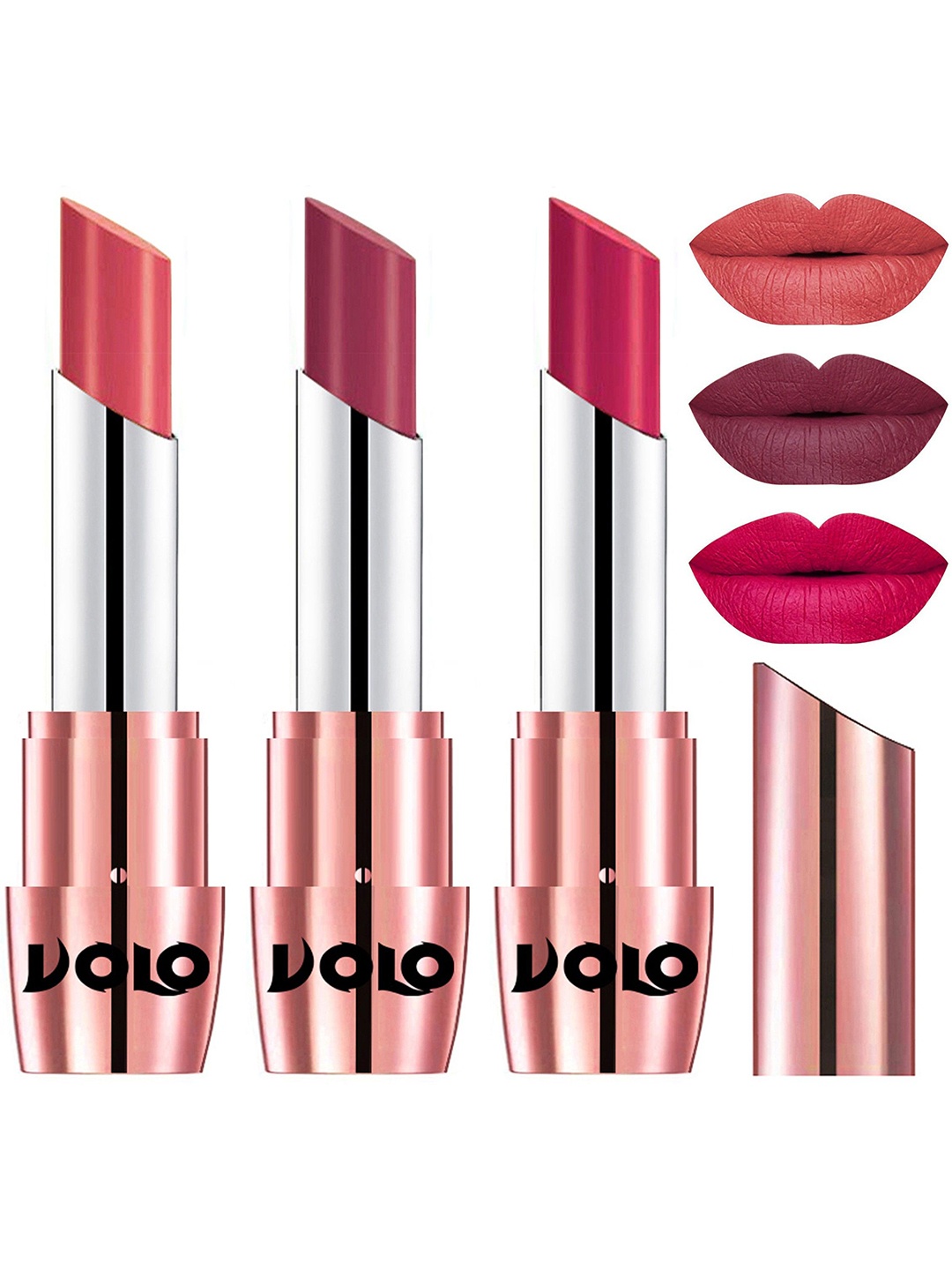 

VOLO Set Of 3 Creme Matte Lipsticks - Shades 637-638-644, Pink