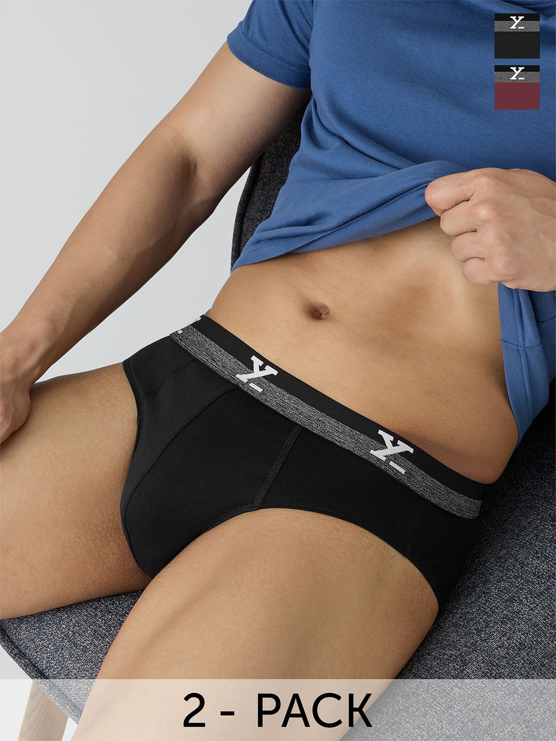 

XYXX Pack Of 2 Men Mid-Rise Basic Briefs XYBRF2PCKN797, Black