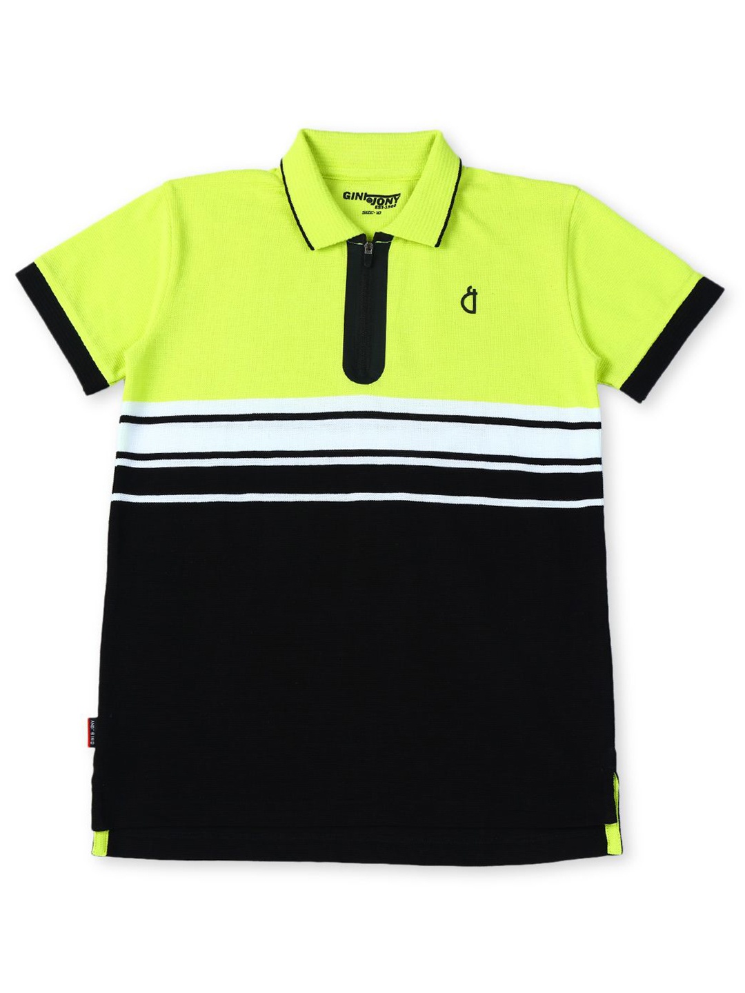 

Gini and Jony Boys Colourblocked Polo Collar Cotton T-shirt, Black
