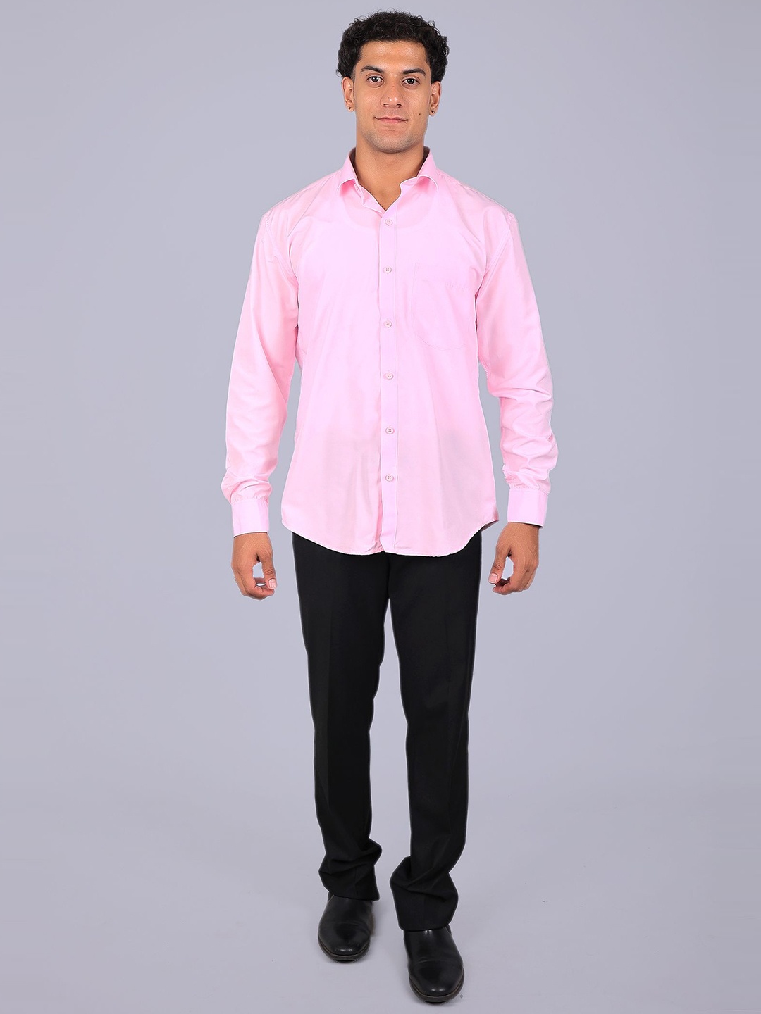 

BLUEBIRD Men Comfort Spread Collar Solid Cotton Casual Shirt, Pink