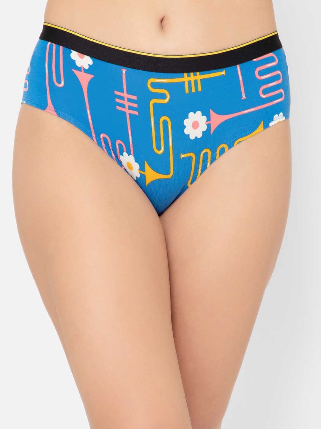 

bummer Women Printed Micro Modal Dixie Blues Mid Rise Hipster Brief, Blue
