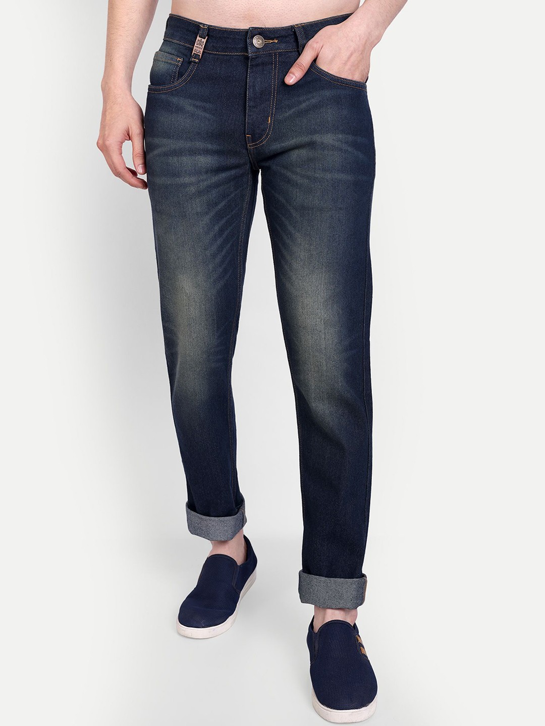

MEGHZ Men Micheal Slim Fit Light Fade Stretchable Jeans, Blue