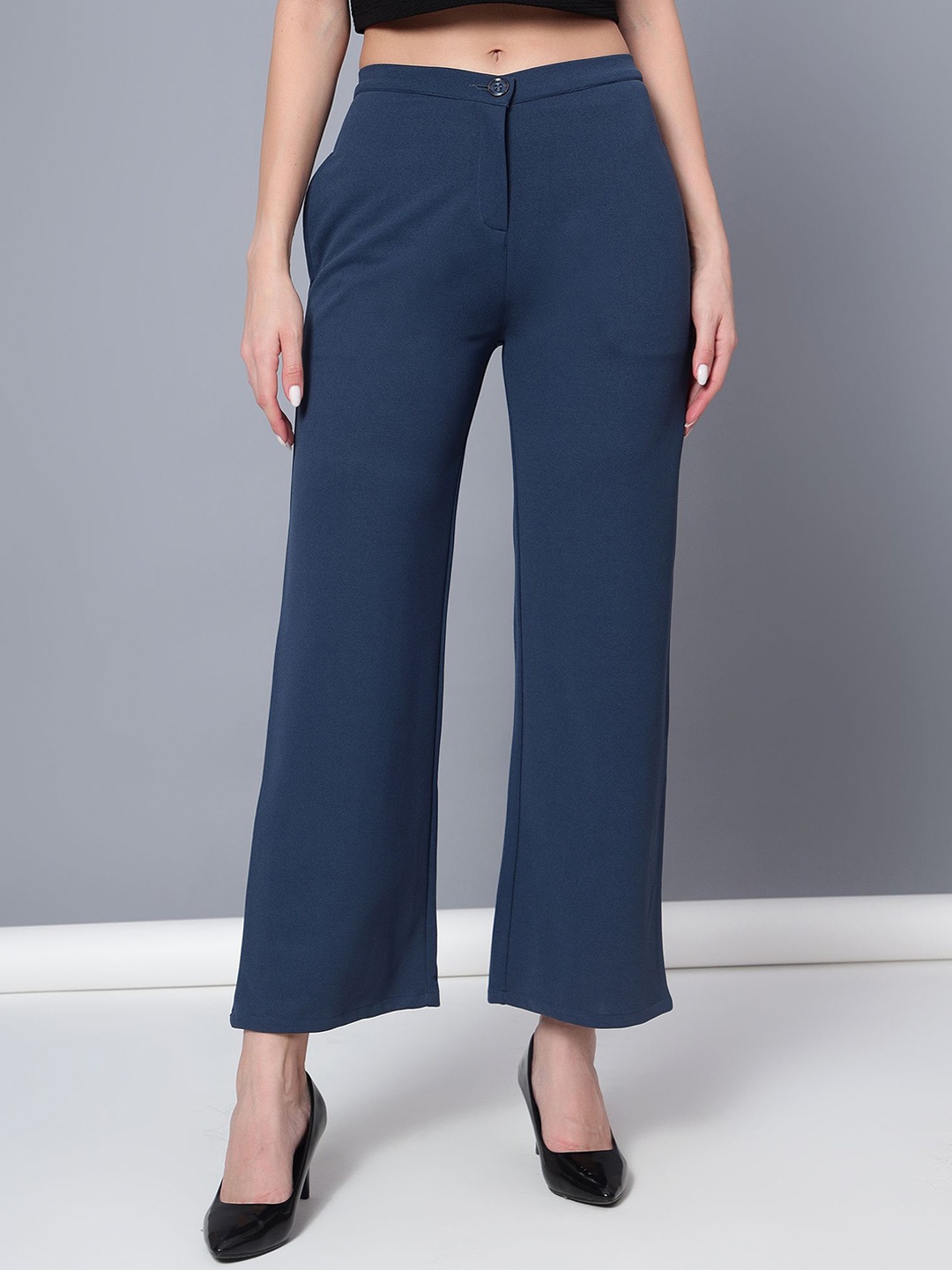 

Golden Kite Women Tailored High-Rise Wrinkle Free Pleated Trousers, Turquoise blue
