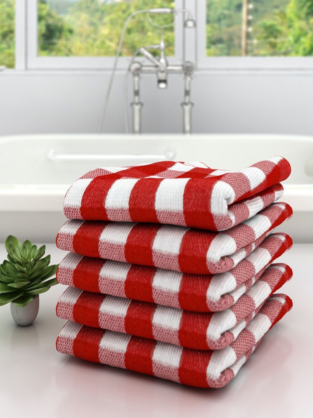 

Aura Blue & Yellow 5 Pieces High Absorbent Cotton 210 GSM Bath Towels, White