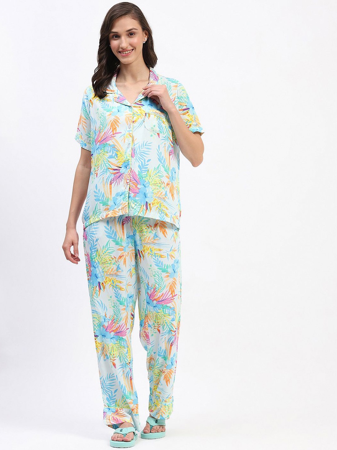 

MADAME M SECRET Women Printed Night suit, Blue