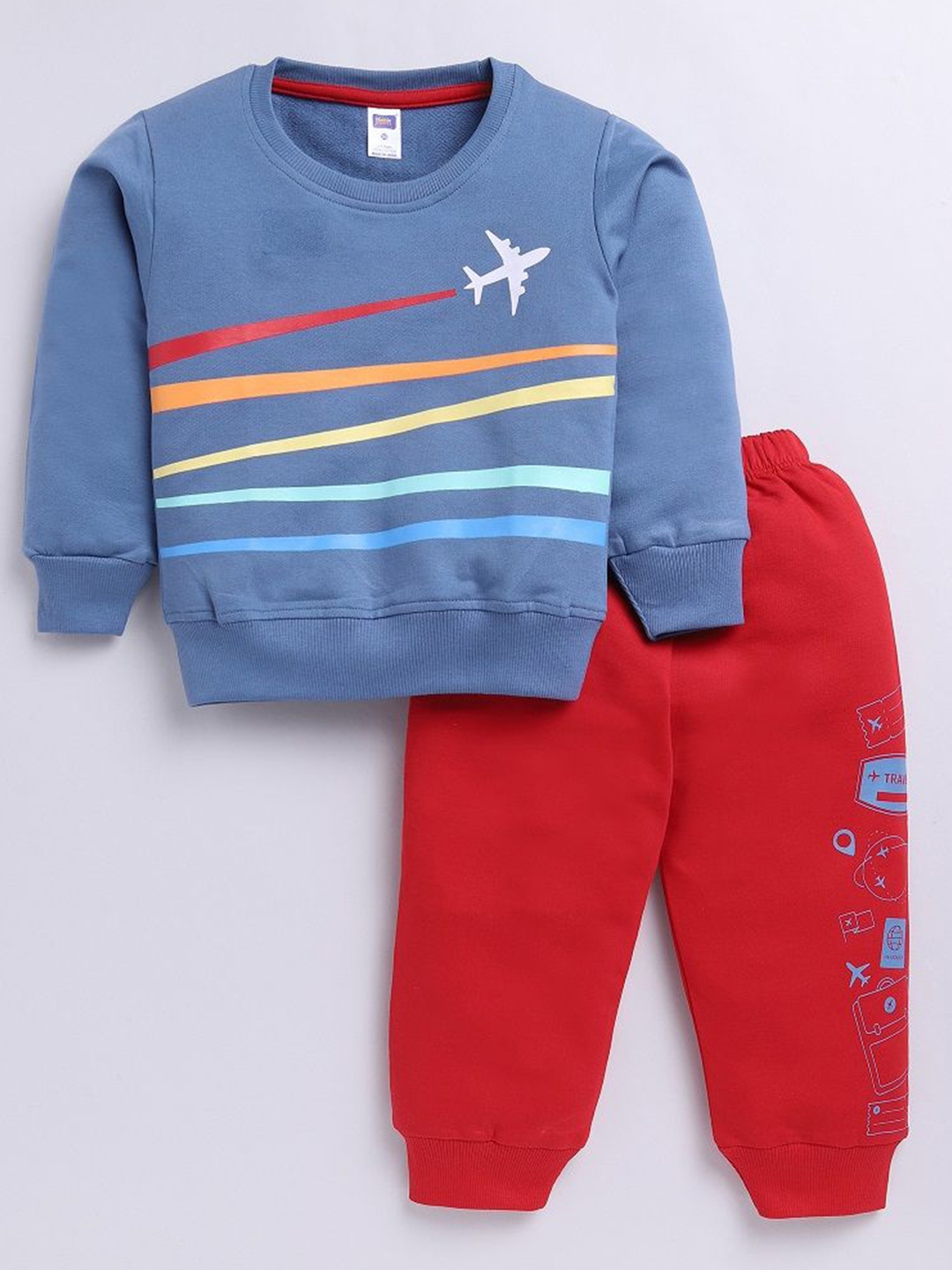 

Nottie Planet Boys Printed Round Neck Sweatshirt With Joggers, Blue