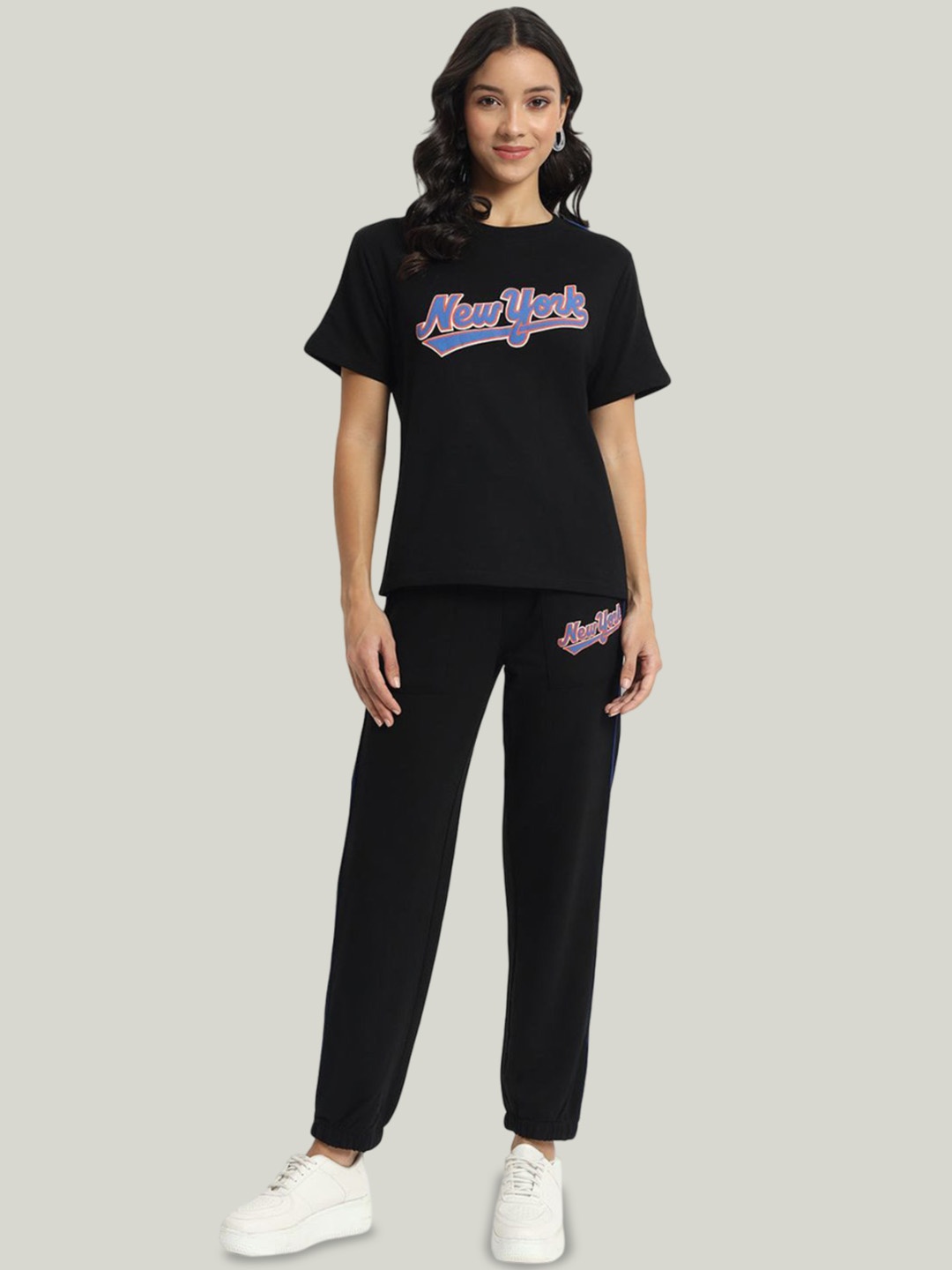 

Sugercandy Printed T-Shirt With Joggers Co-Ords, Black