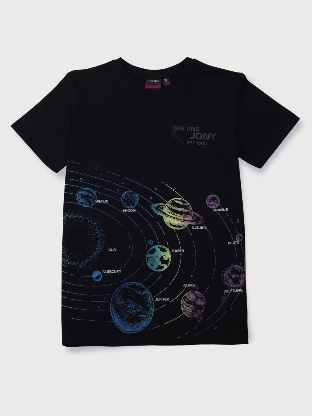 

Gini and Jony Boys Graphic Printed Round Neck Cotton T-shirt, Black