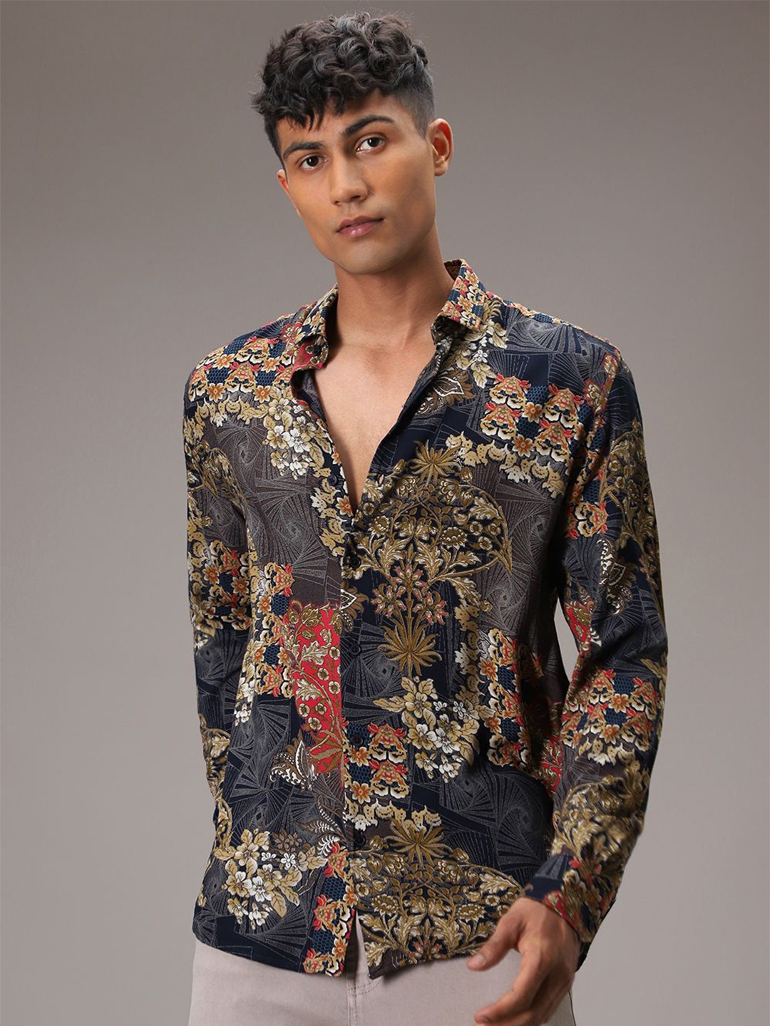 

Banana Club Men Classic Floral Opaque Printed Casual Shirt, Blue