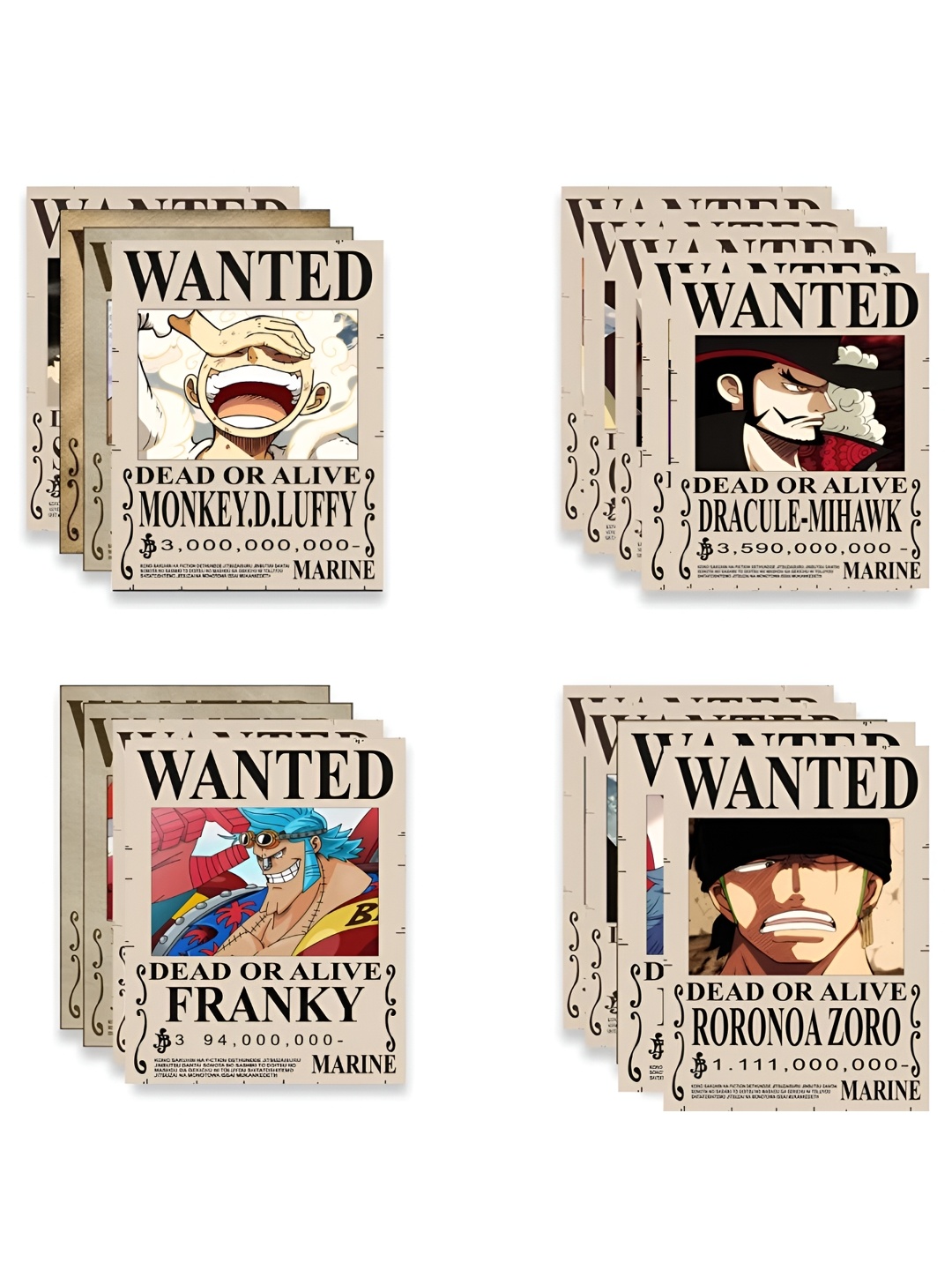 

CVANU Black & Beige 12 Pieces One Piece Anime Printed Wall Posters