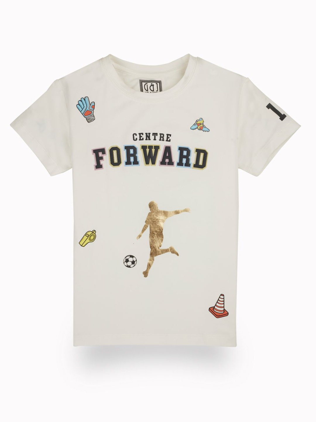 

Gini and Jony Boys Graphic Printed Round Neck Cotton T-shirt, White