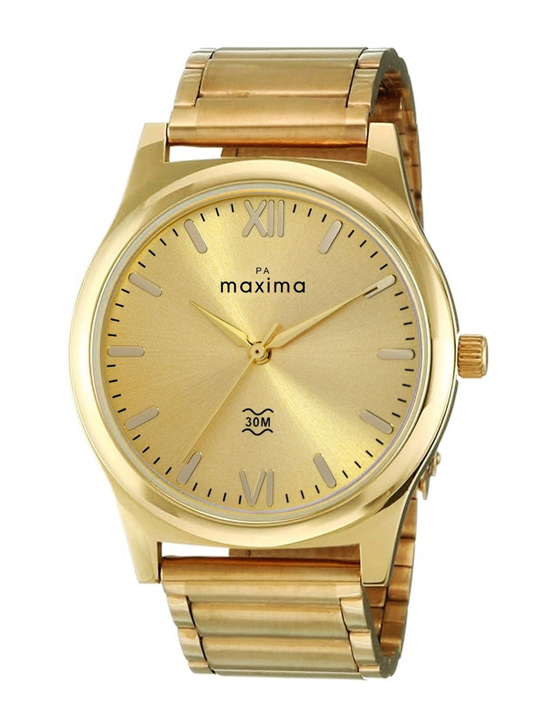 

maxima Men Dial & Stainless Steel Straps Analogue Watch 34757CMGY, Gold