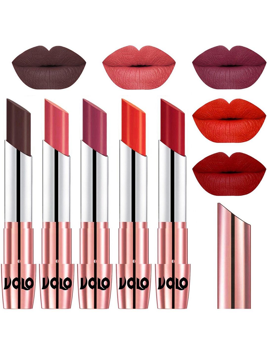 

VOLO Set Of 5 Creme Matte Lipstick - 3.5g Each - 35-37-38-39-40, Multi