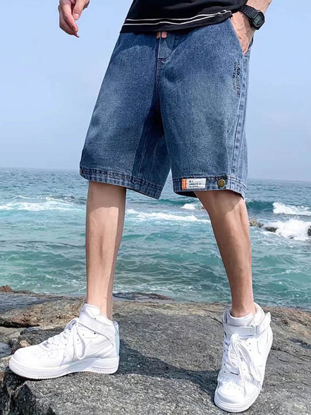 

HERE&NOW Men Denim Shorts, Blue