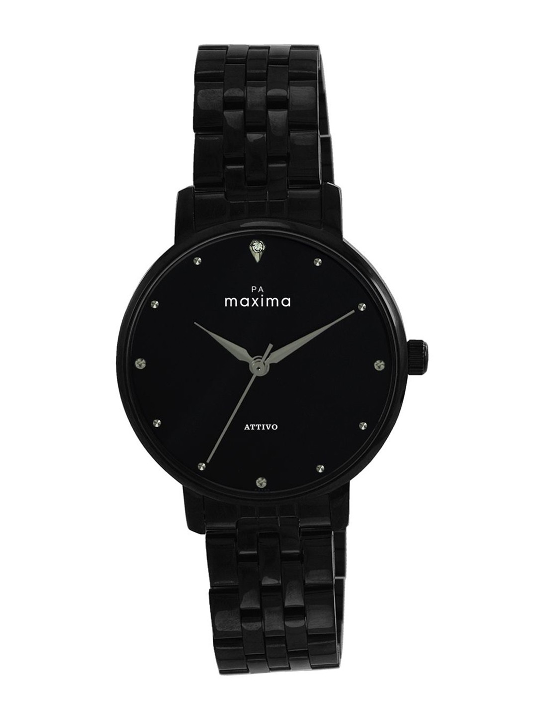 

maxima Women Embellished Dial & Stainless Steel Straps Analogue Watch 66292CMLB, Black