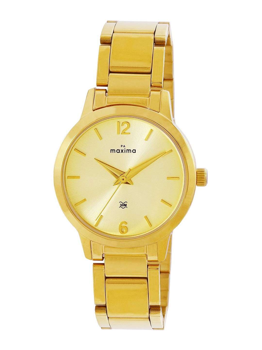 

maxima Women Embellished Dial & Stainless Steel Straps Analogue Watch 68530CMLY, Gold