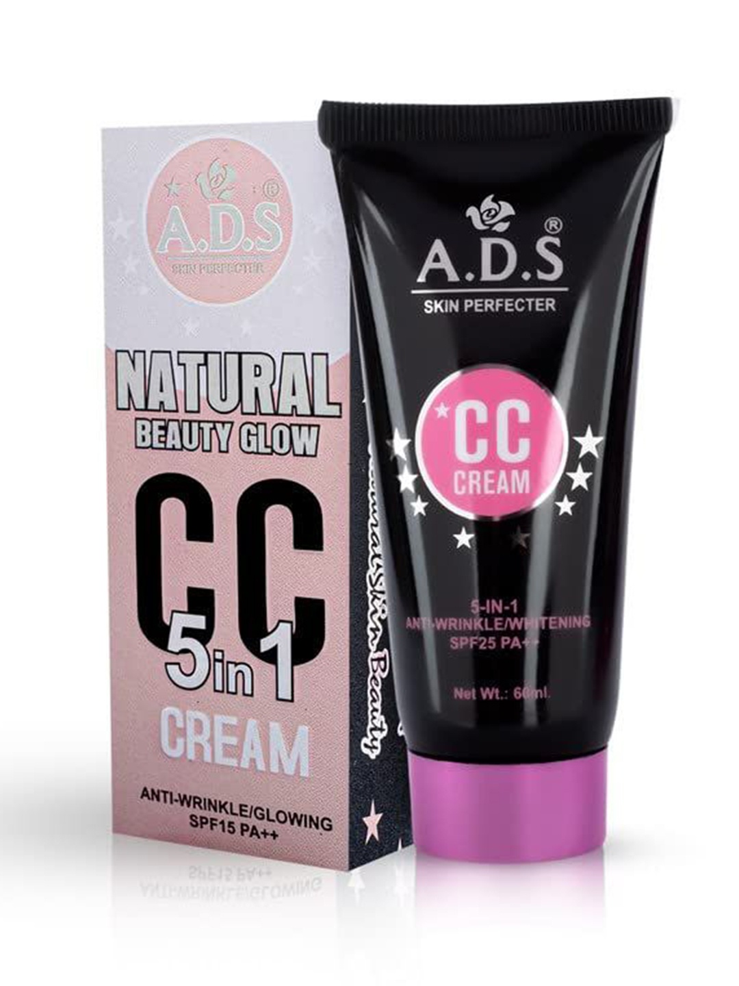 

A.D.S Natural Beauty Glow CC Cream & Sponge Beauty Blender Puff, 60gm Shade-02, Tan