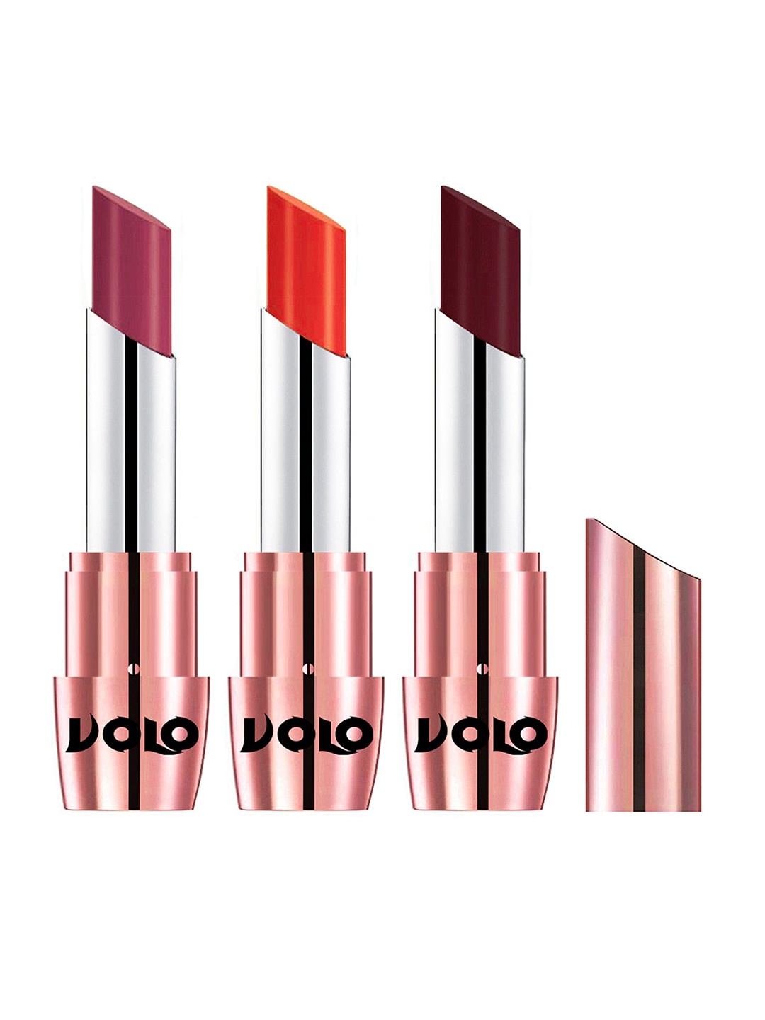 

VOLO Set Of 3 Creme Matte Lipstick - 3.5 g Each-638 - Coral 639 - Tomato Red 642 - Maroon, Multi