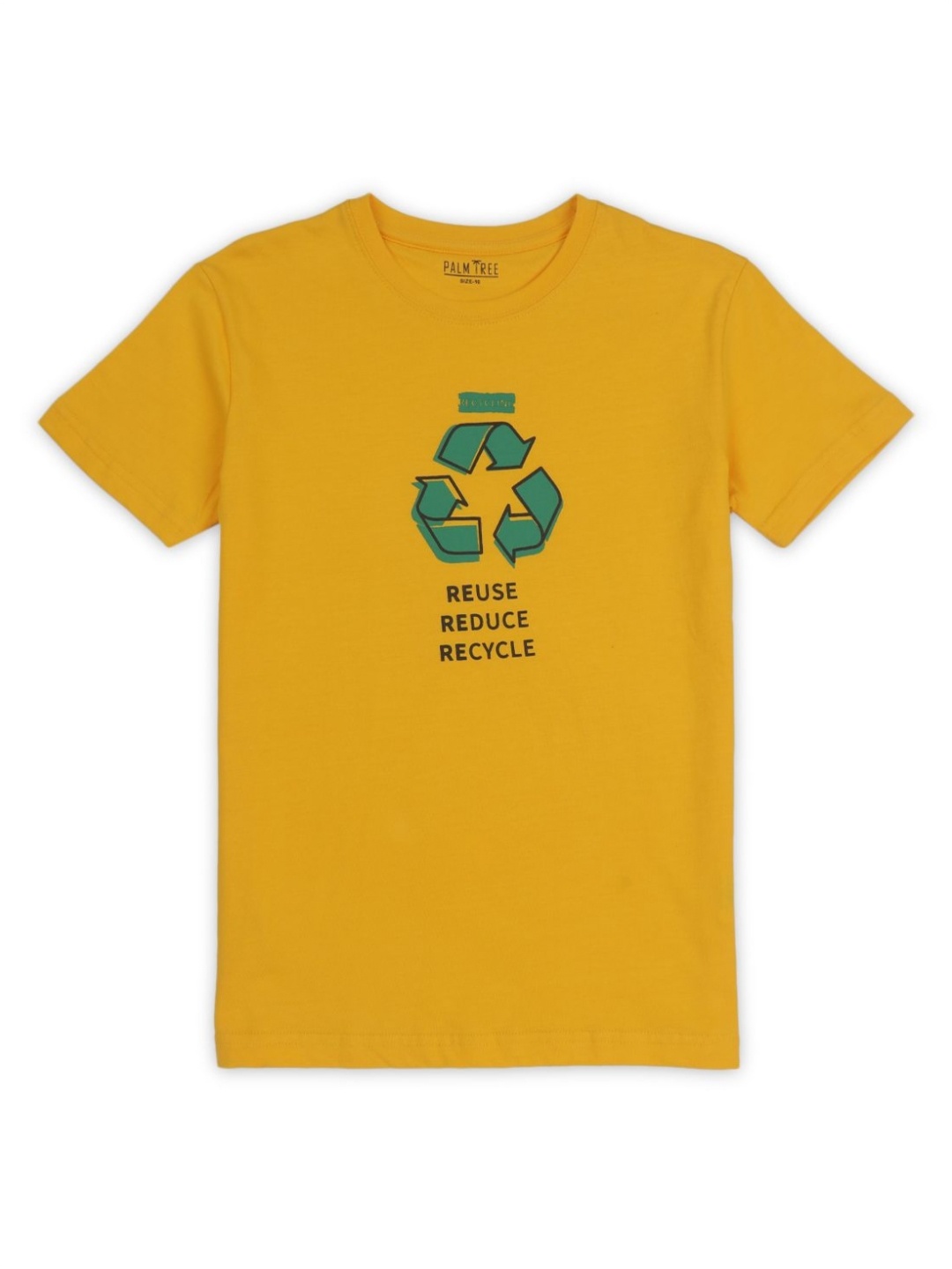

Palm Tree Boys Graphic Printed Round Neck Cotton T-Shirt, Yellow