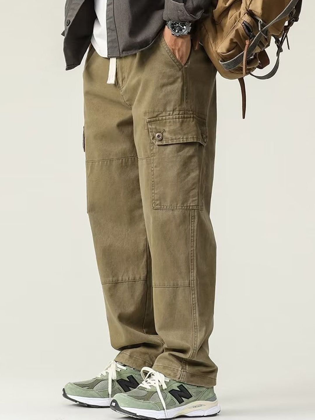 

HERE&NOW Men Regular Fit Cargos Trousers, Brown