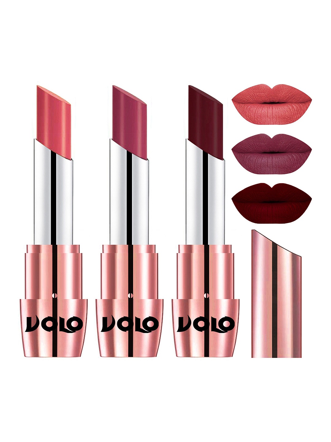 

VOLO Set Of 3 Creme Matte Lipstick - 3.5g Each - 637-638-642, Multi
