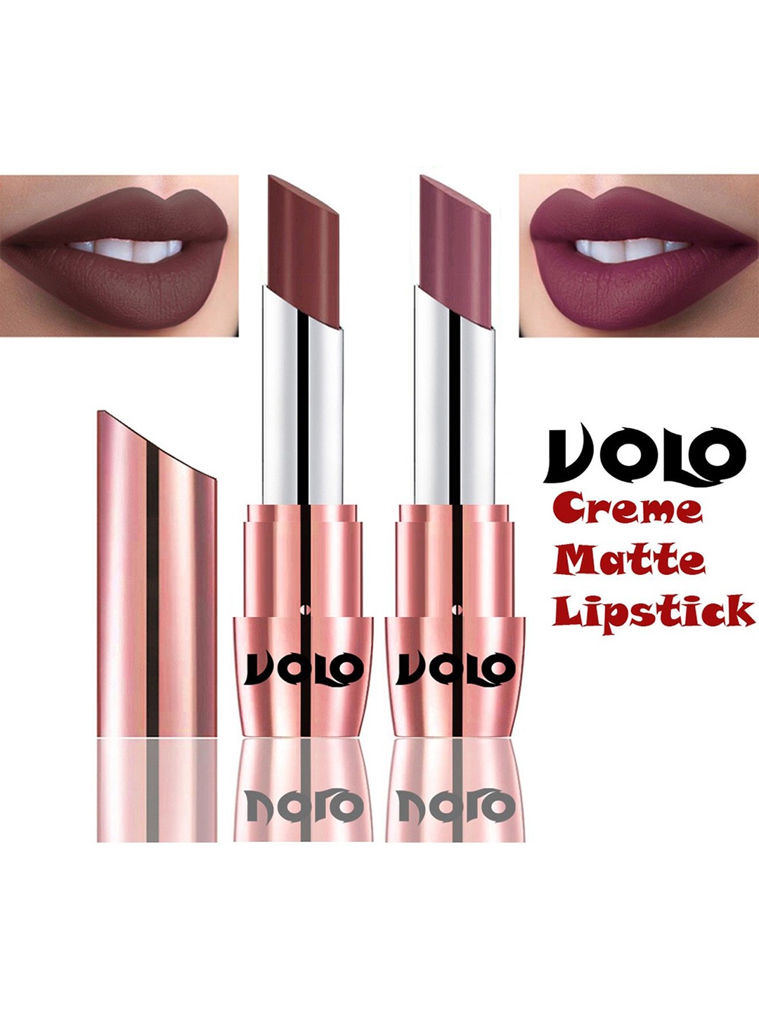 

VOLO Set Of 2 Creme Matte Lipstick- 3.5g- Plum-Coffee-634-636, Brown
