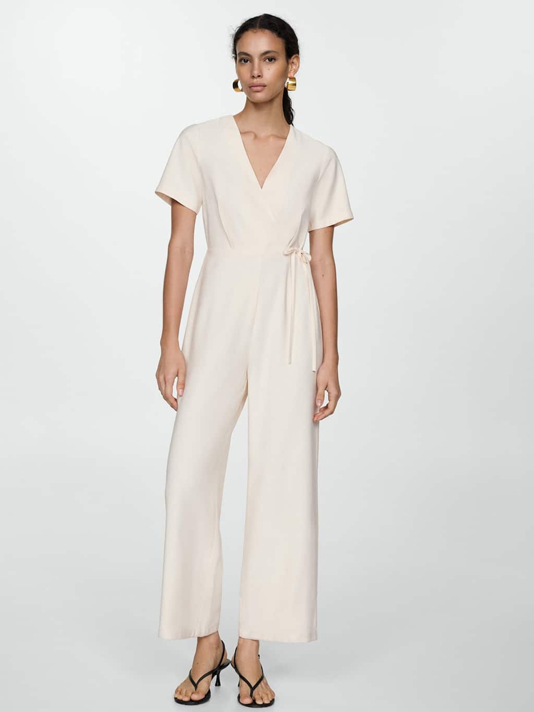 

MANGO Wrap-Style Jumpsuit, Cream