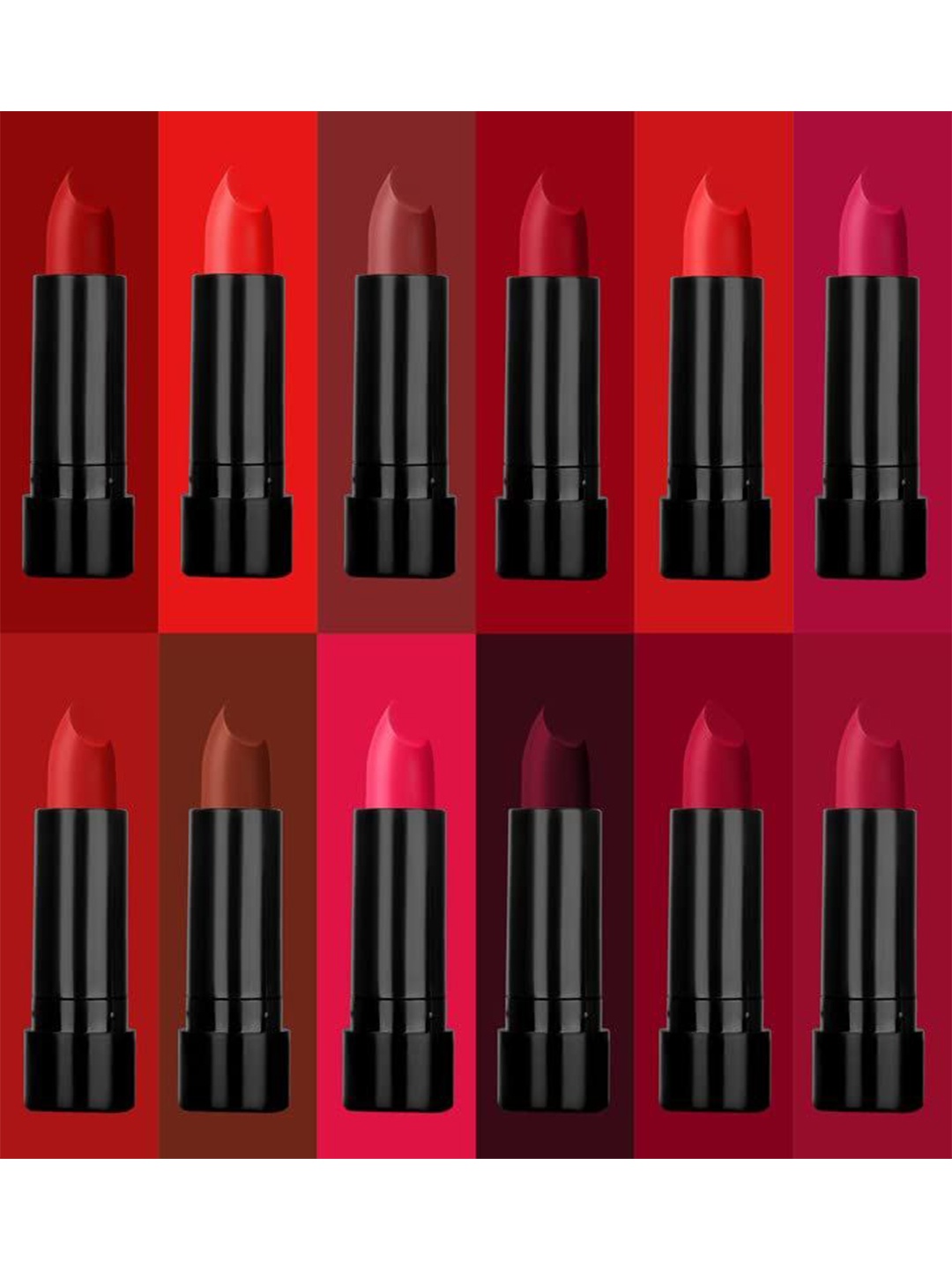 

A.D.S Set of 12 Ultra Ceramide Long Lasting Lipstick- 2.3g Each-Shade-A, Red