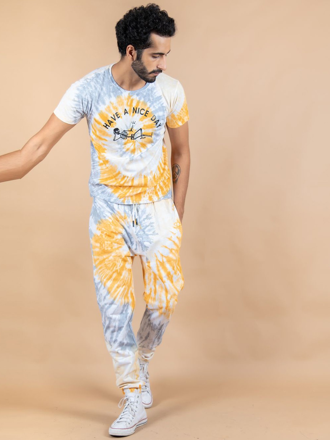 

Tistabene Tie and Dye T-Shirt With Trousers Co-Ords, Grey