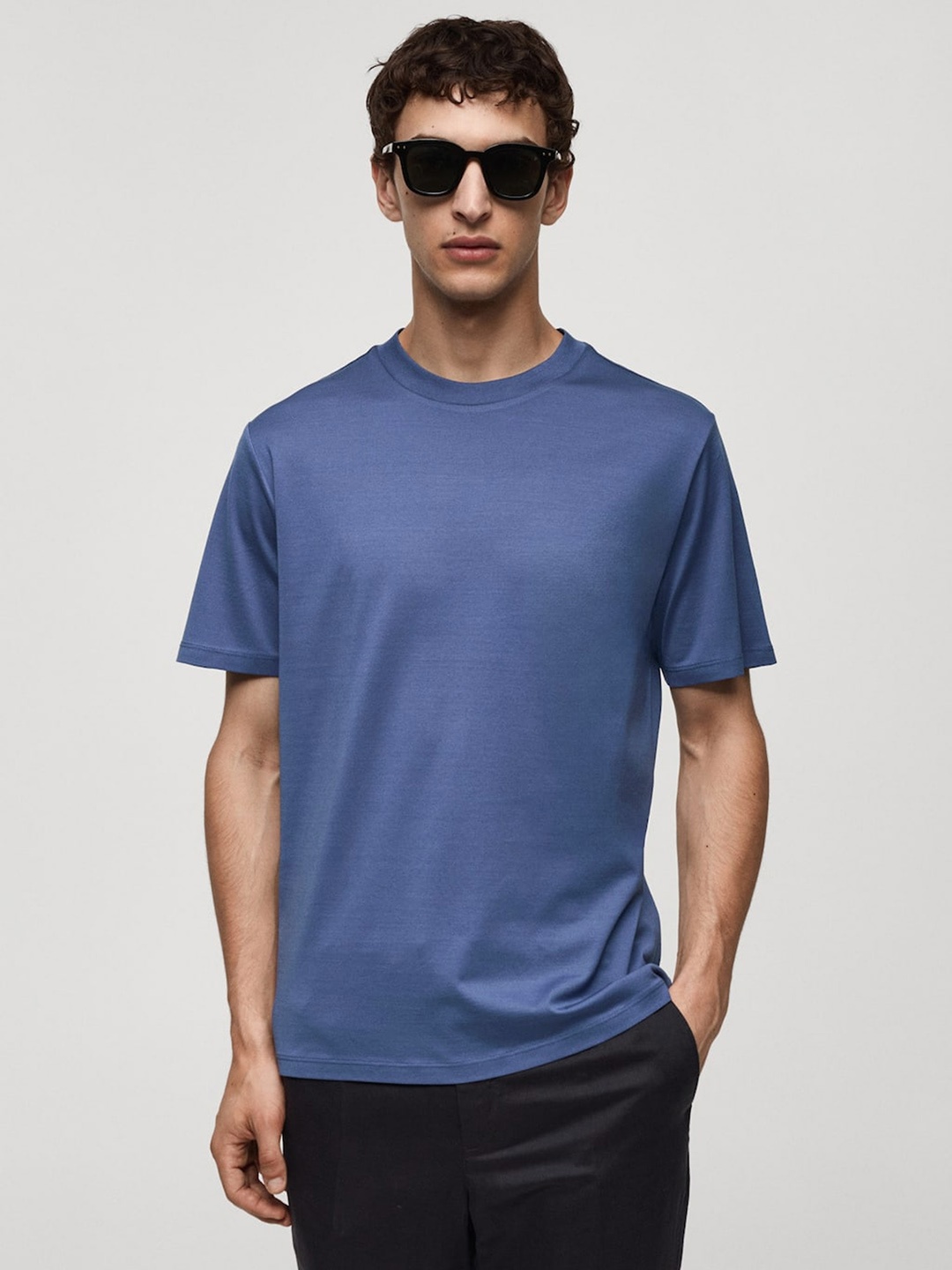 

MANGO MAN Pure Cotton Slim Fit T-shirt, Blue