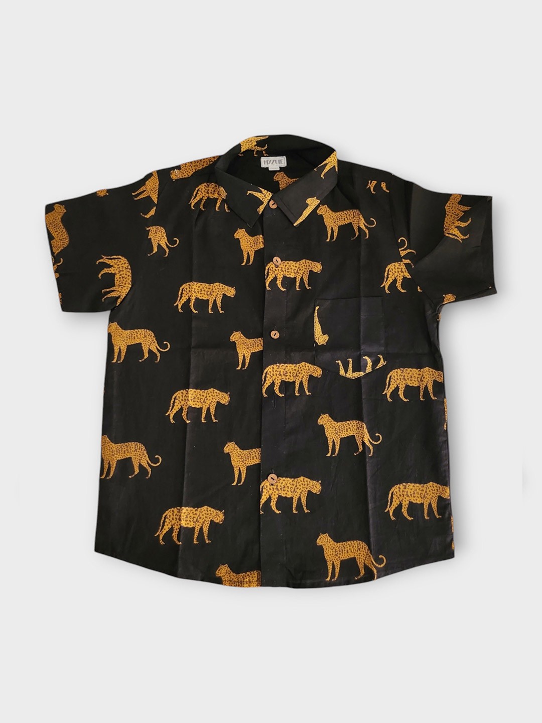 

MYZUIE Boys Spread Collar Conversational Printed Cotton Casual Shirt, Black